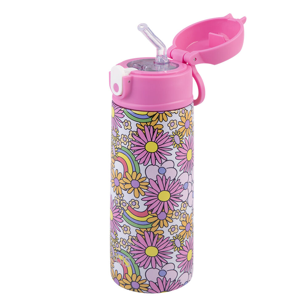Oasis Stainless Steel Insulated Kids Drink Bottle w/Straw 550ml Flower Power