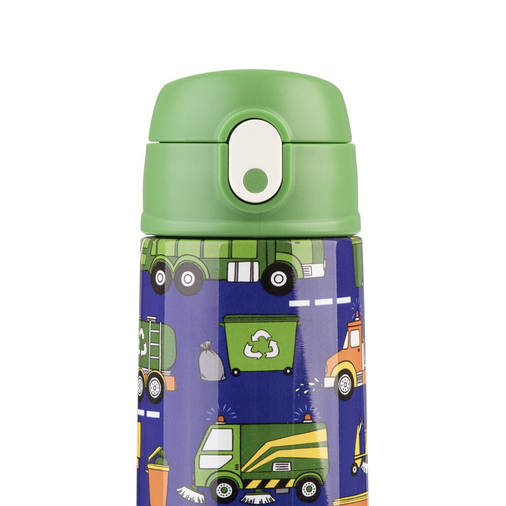Oasis Stainless Steel Insulated Kids Drink Bottle w/Straw 550ml Garbage Trucks
