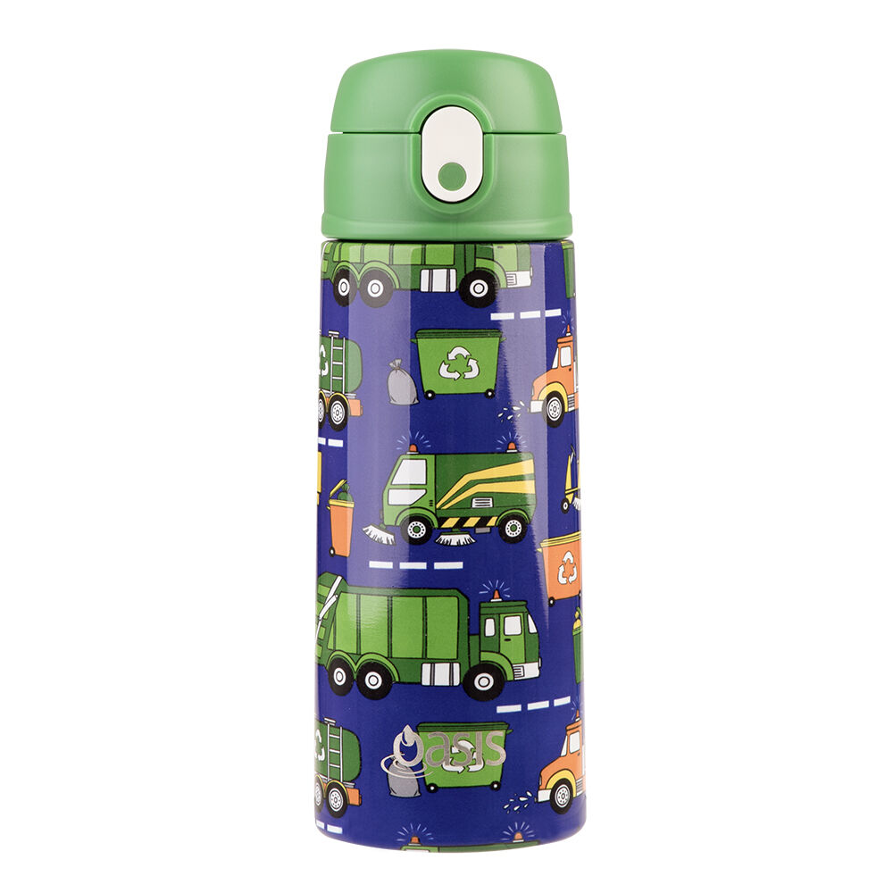 2PK Oasis Stainless Steel Insulated Kids Drink Bottle w/Straw 550ml Garbage Trucks
