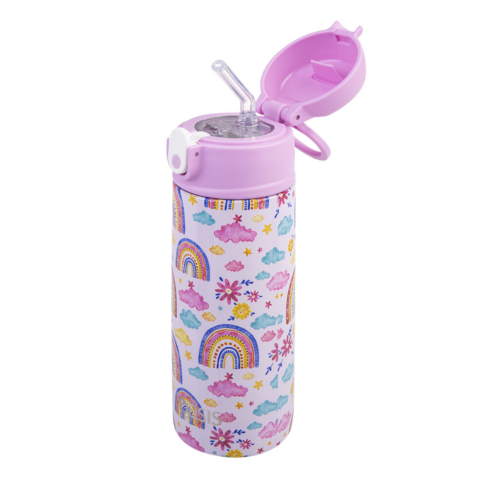 Oasis Stainless Steel Insulated Kids Drink Bottle w/Straw 550ml Rainbow Sky