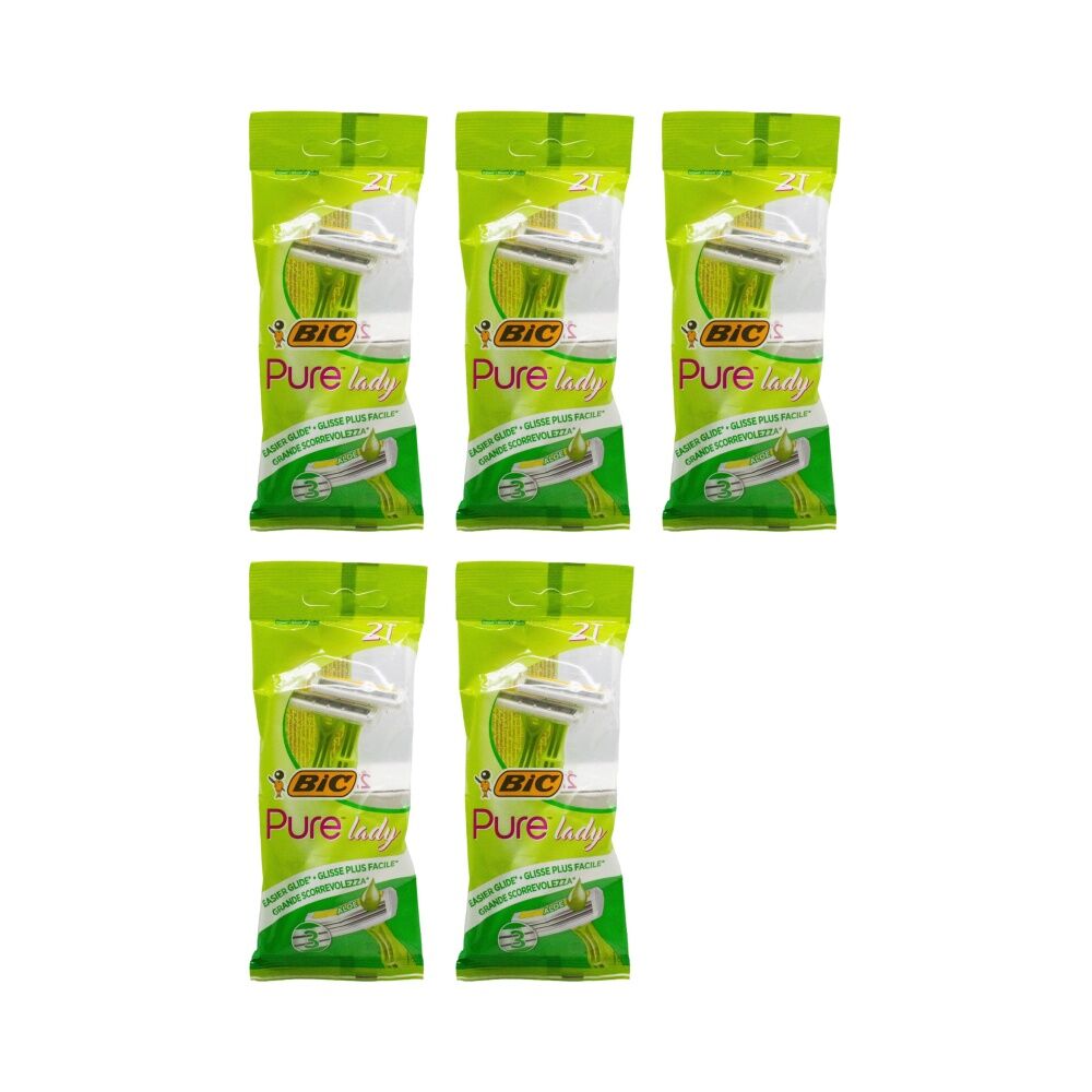 5x 2PK Bic Pure Lady 3 Blade Womens Disposale Shaver/Razor Aloe Infused