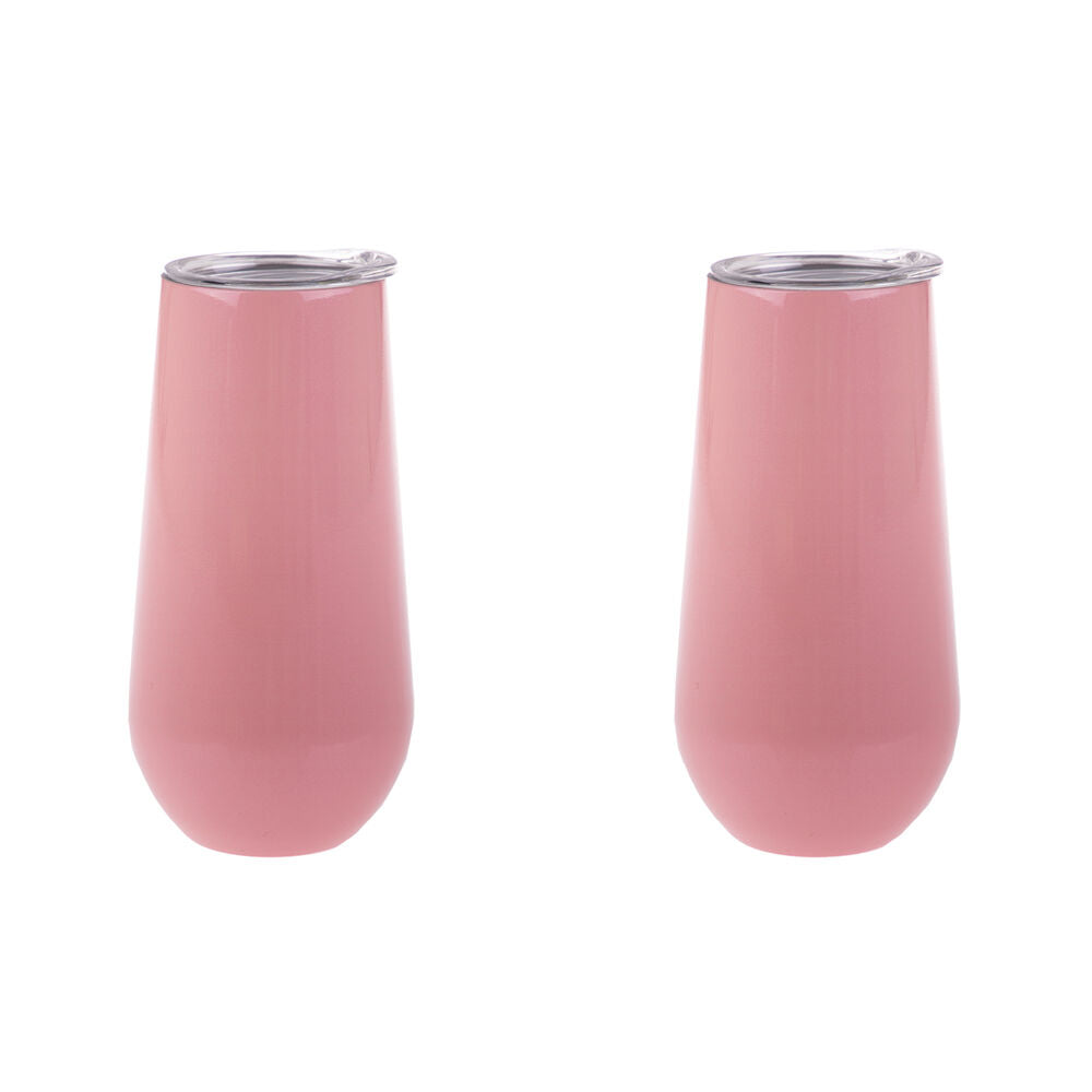 2PK Oasis Stainless Steel Insulated Champagne Flute Double Walled 180ml Soft Pink