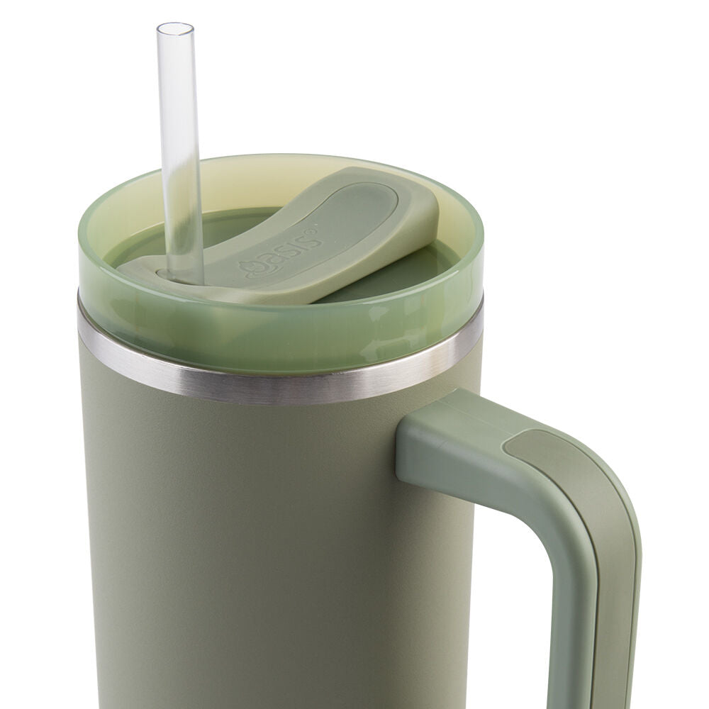 Oasis Stainless Steel Double Walled Commuter Travel Tumbler 1.2L Olive