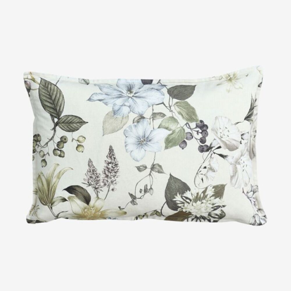 MM Linen Sanctuary Linen/Cotton Blend Blue Botanical Decorative Cushion 40x60cm