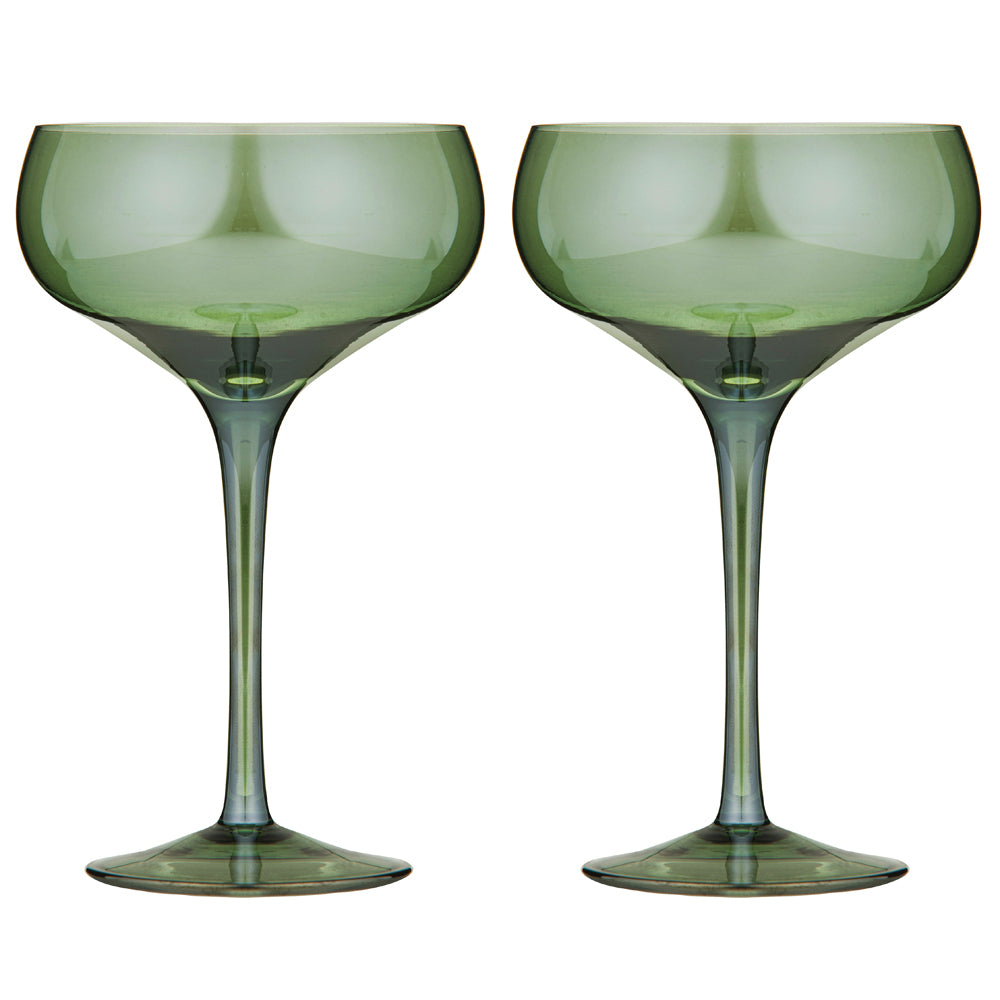 2pc Tempa Verity Drinking Crystal Stemware Coupe Glass Set - Fern
