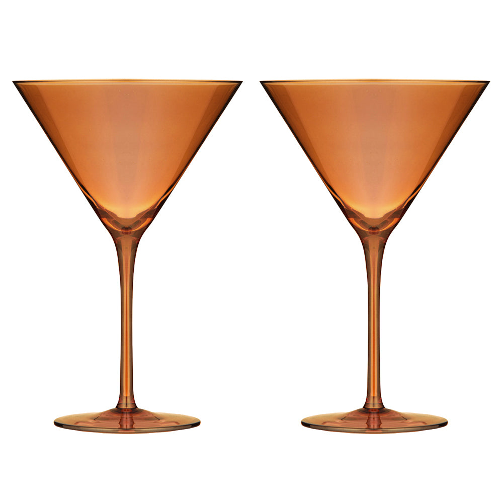 2pc Tempa Verity Drinking Crystal Stemware Martini Glass Set - Amber