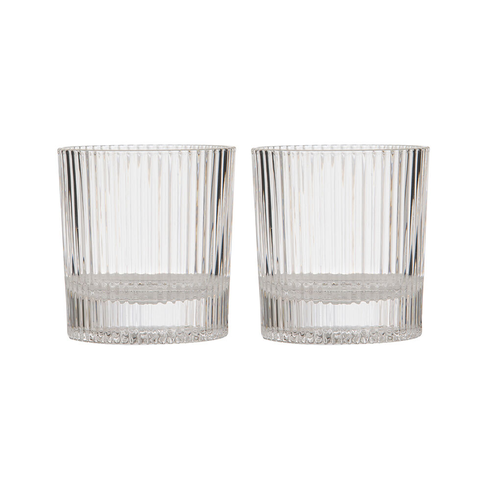2pc Tempa Cyrus Thin Ribbed Whisky Drinking Glasses Set Clear