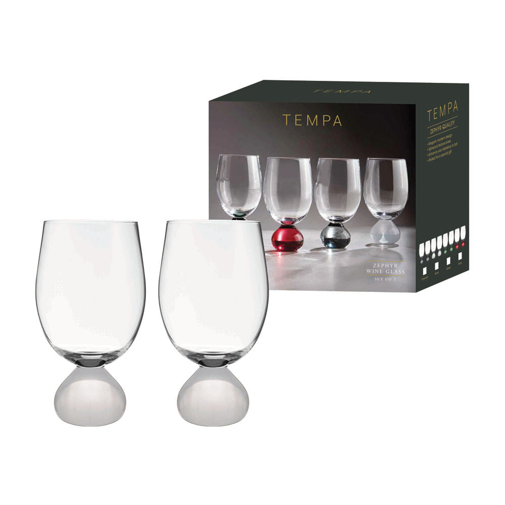 2pc Tempa Zephyr Spherical Wine Drinking Glasses Set 16cm White