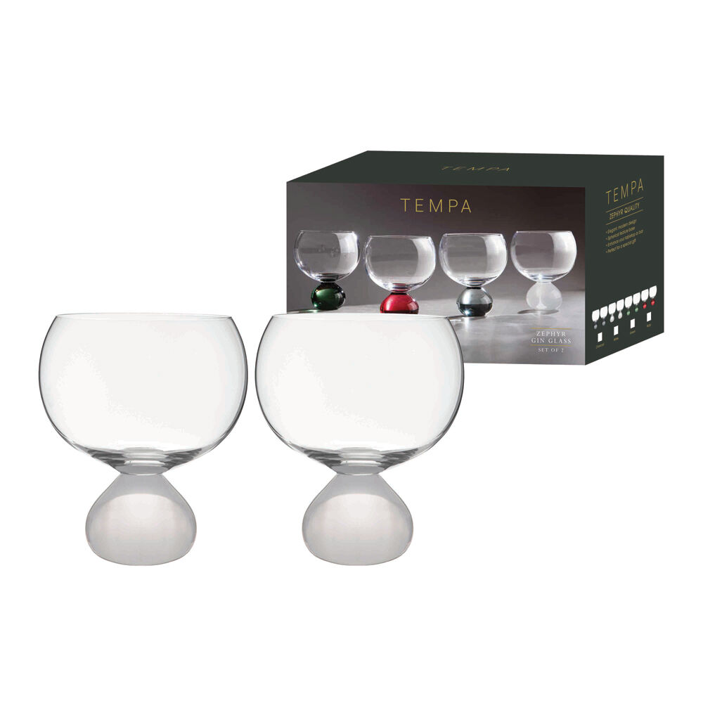2pc Tempa Zephyr Spherical Gin Drinking Glasses Set 12.5cm White