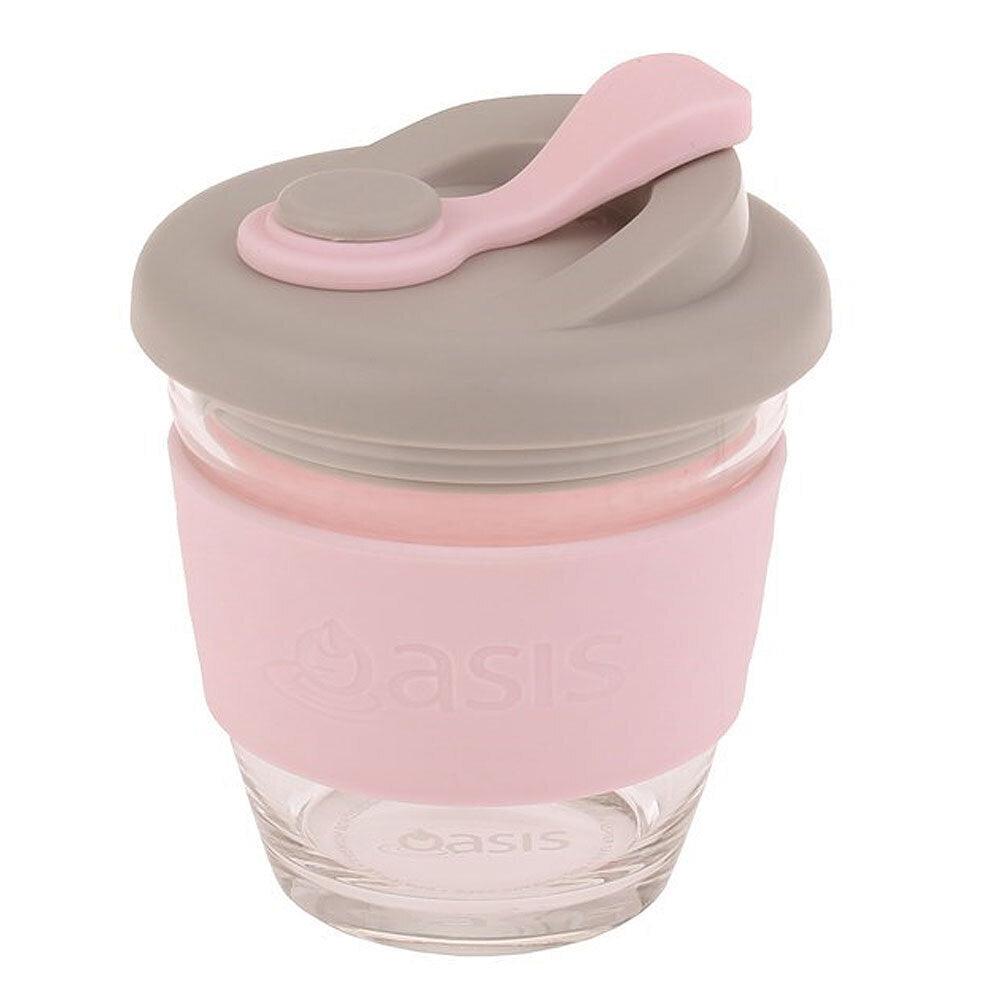 2PK Oasis 227ml Borosilicate Glass Eco Cup Pink