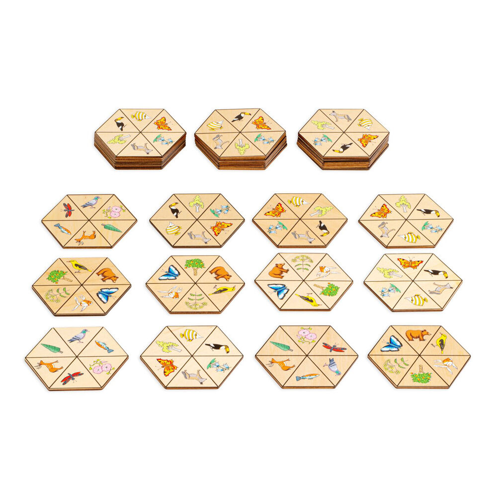30pc TFL Hexagon Nature Wooden Tile Game Educational Toy Kids/Children - 3y+