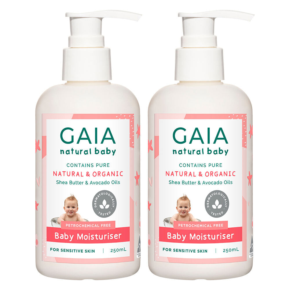 2x Gaia 250ml Pure/Natural/Organic Moisturiser Baby/Kids/Toddlers Vegan Friendly