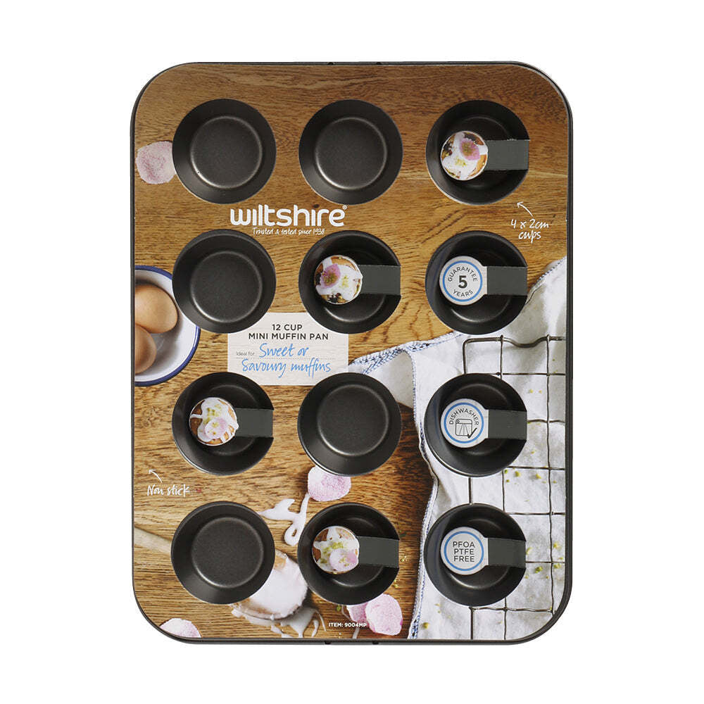 2PK Wiltshire Easybake 12 Cup Non-Stick Mini Muffin Tray Pan