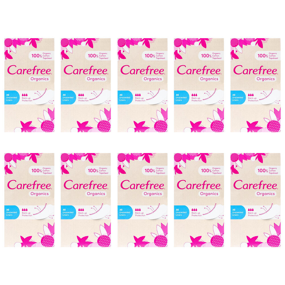 300pc Carefree Organic Cotton Topsheet Unscented Liners