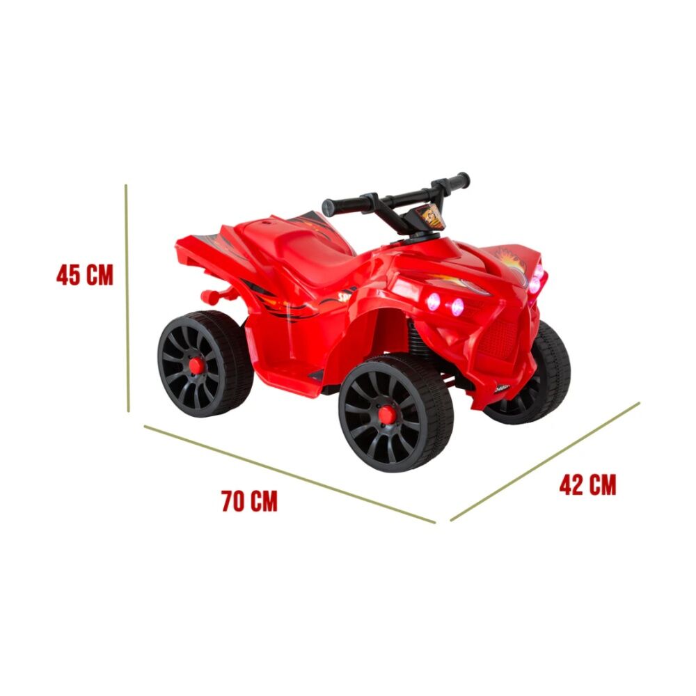 Lenoxx Rechargeable Kids Ride-On Quad Bike w/ Safe Braking System 70x45x42cm Red