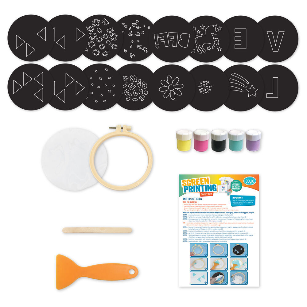2PK Boyle Screen Printing Paint Project Kit Kids DIY Craft 6y+