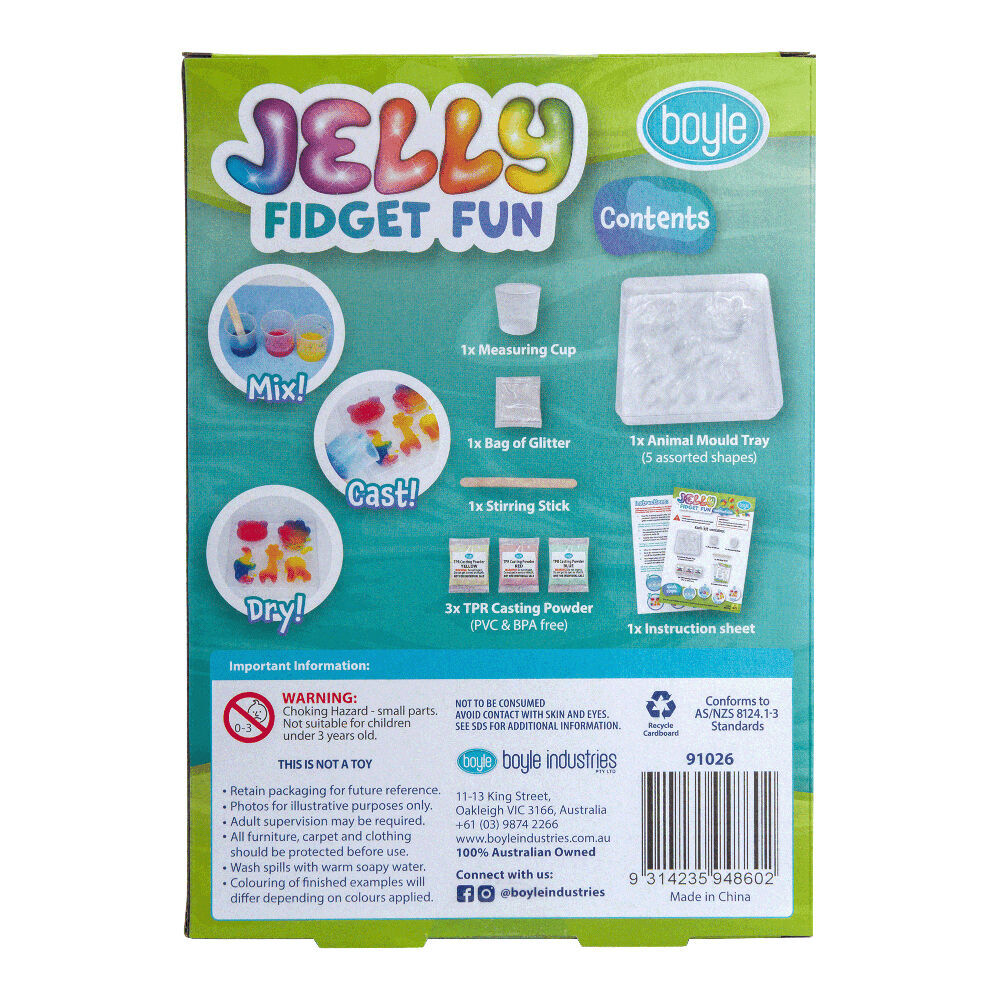 6PK Boyle Make Your Own Jelly Fidget Fun Project Kit Kids DIY Craft 6y+ Animal