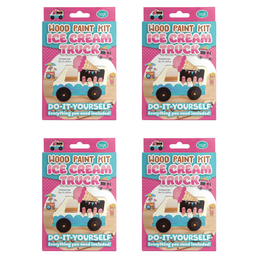 4PK Boyle Wood Paint Kit Kids DIY Craft Buildable Icecream Truck
