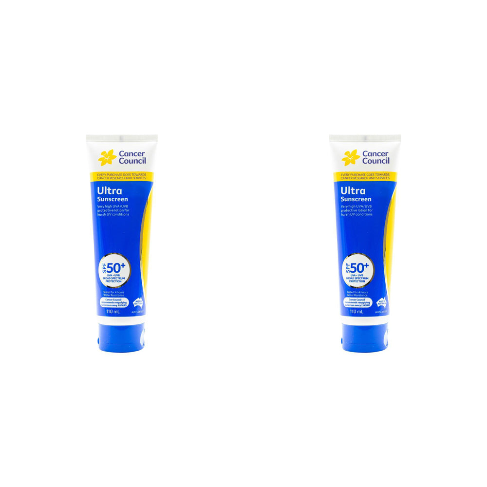 2PK Cancer Council 110ml Ultra Sunscreen SPF50+ Body Lotion