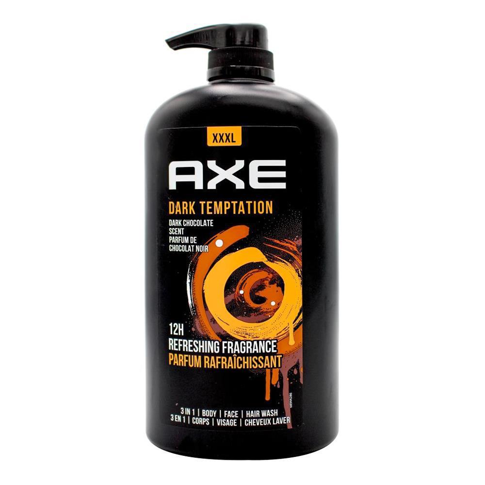 6PK Axe Dark Temptation 3-in-1 Body Face Hair Wash 1L For Men Dark Chocolate