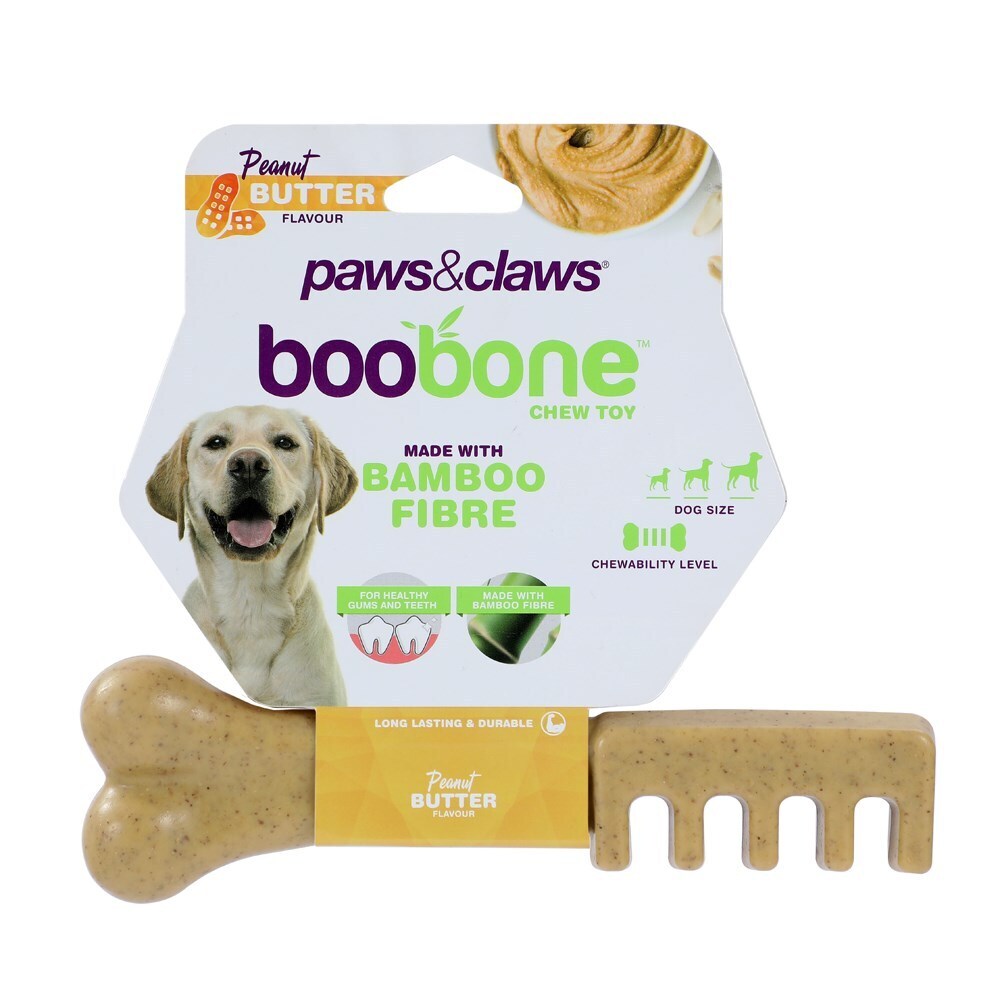 2x Paws & Claws Boobone Toothbrush Peanut Butter 18.5cm