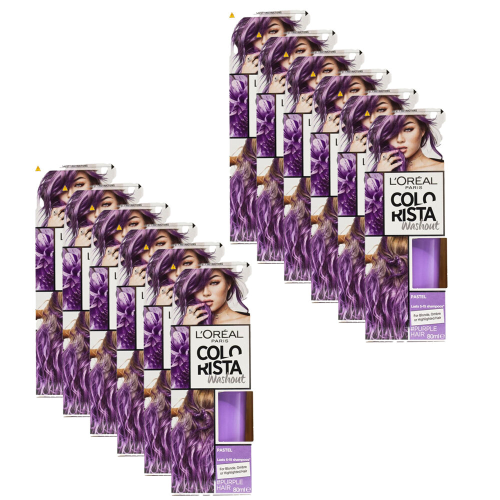 12PK Loreal Paris Colorista Washout Hair Colour 80ml - Pastel Purple