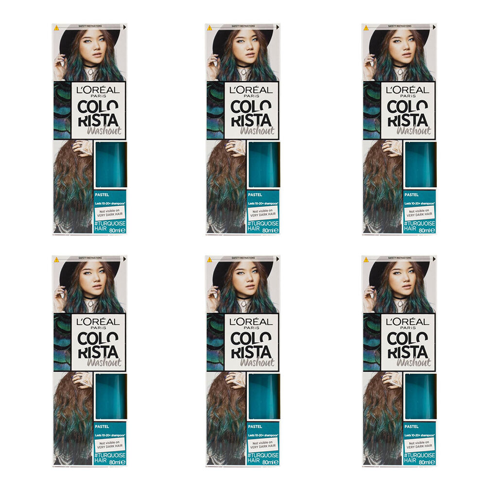 6PK Loreal Paris Colorista Washout Hair Colour 80ml - Turquoise