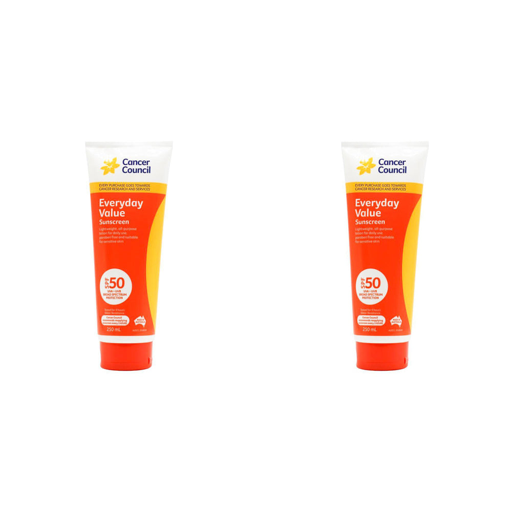 2PK Cancer Council 250ml Everyday Value Sunscreen SPF50 Lotion