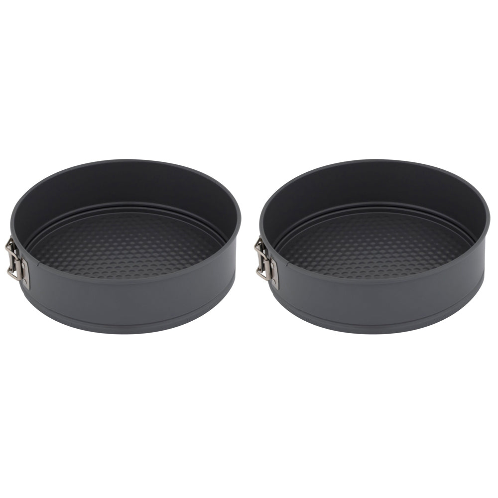 2x Cuisena 23cm Springform Non-Stick Round Cake Tin Baking Pan - Grey