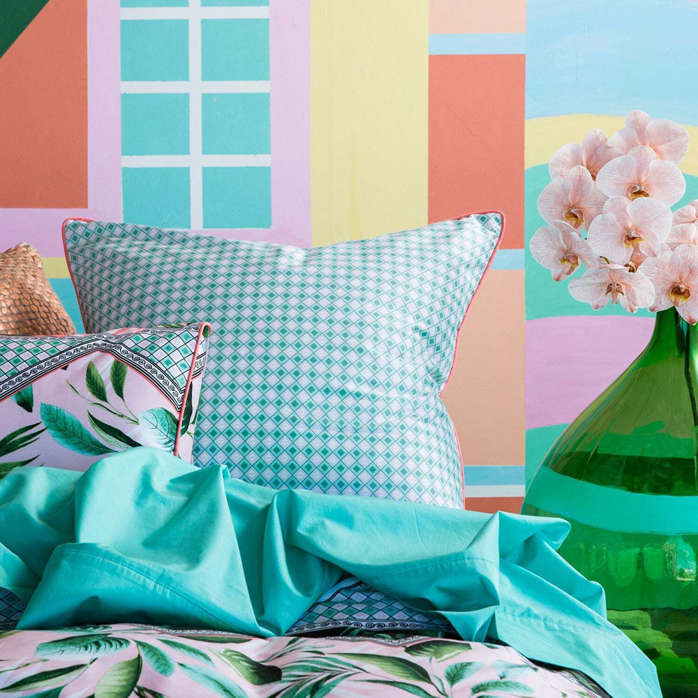 2PK Kas Australia Mosi Euro Throw Pillowcase 65x65cm - Aqua