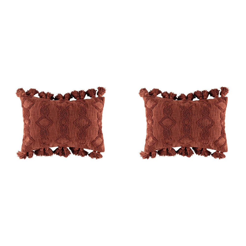 2PK Kas Australia Skye Filled Cushion Decor w/ Tassle Rect 40x60cm - Brick
