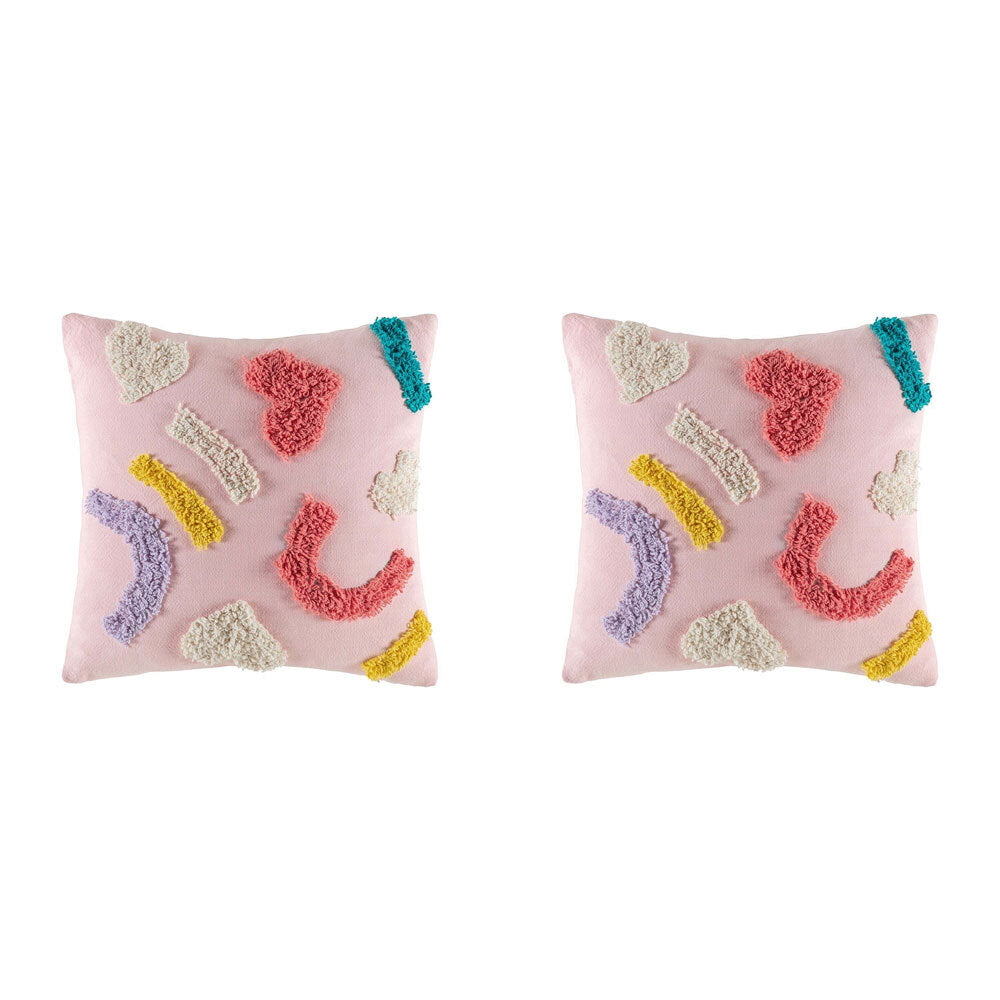 2PK Kas Kids Lovely Filled Cotton Cushion Decor Square 45x45cm - Pink