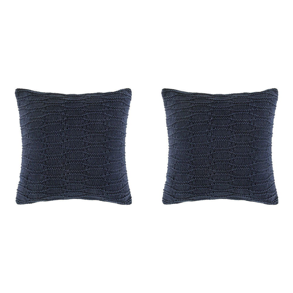 2PK Kas Australia Roche Filled Cushion Decor Square 50x50cm - Navy