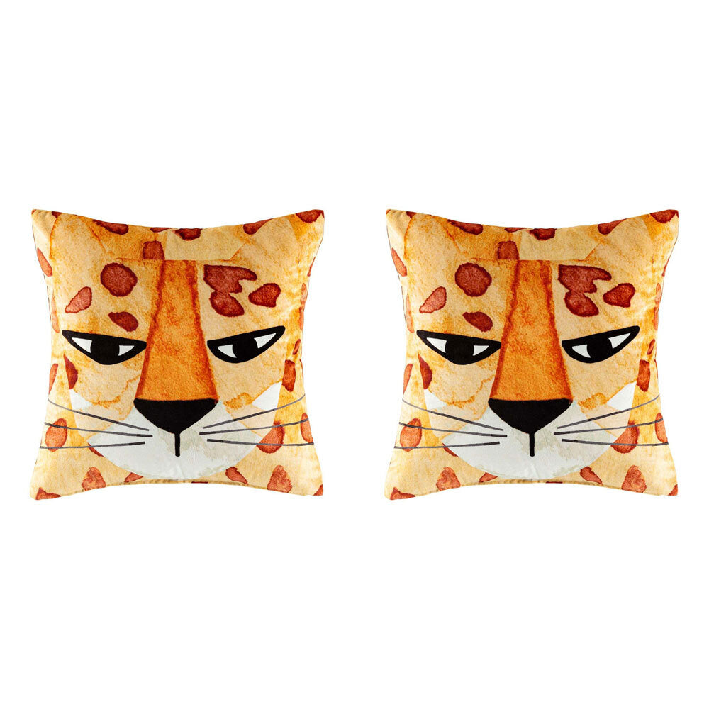 2PK Kas Kids Cheetah Filled Cushion Decor Square 45x45cm - Orange