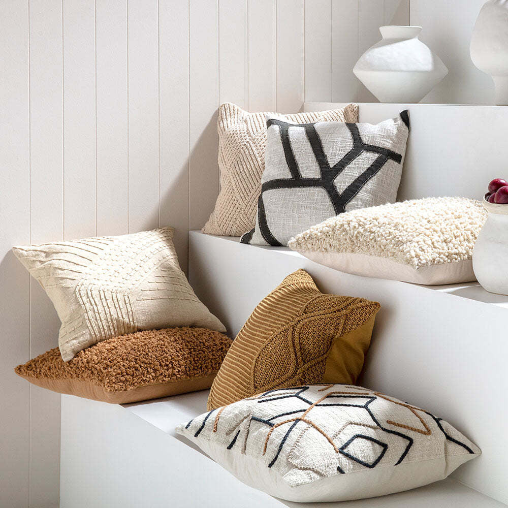 Kas Australia Arlia Filled Cushion Decor Square 50x50cm - Natural