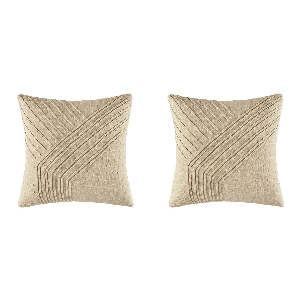 2PK Kas Australia Arlia Filled Cushion Decor Square 50x50cm - Natural