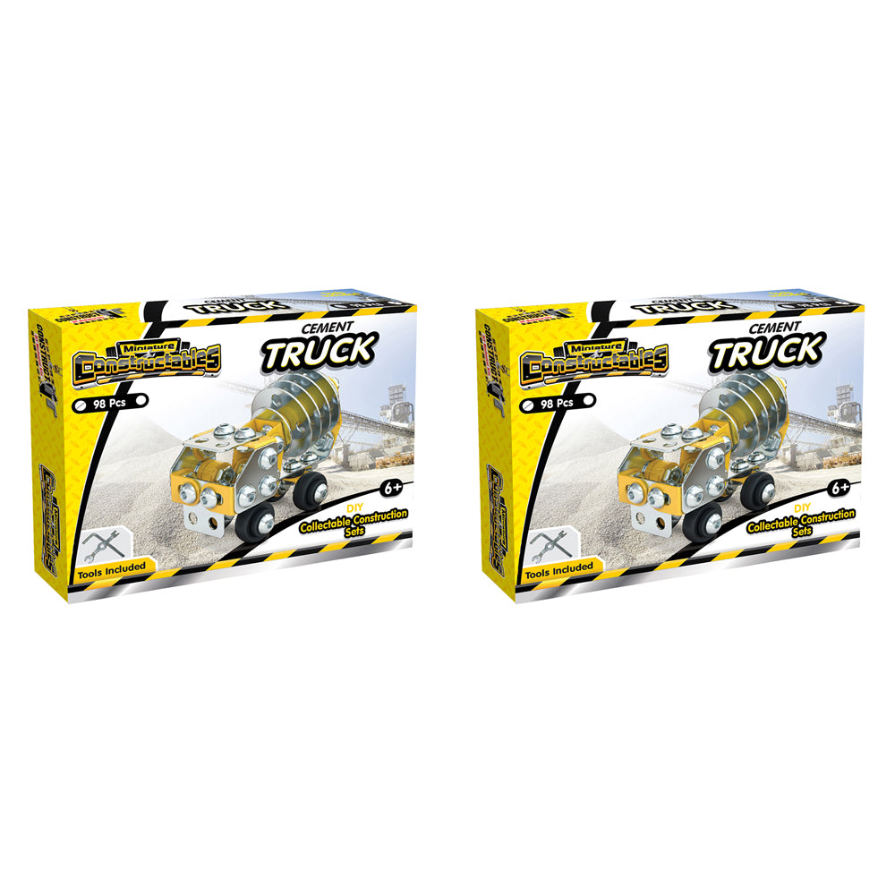 2x 98pc Construct IT Constructables DIY Cement Truck Toy w/ Tools Kids 6+ YLW