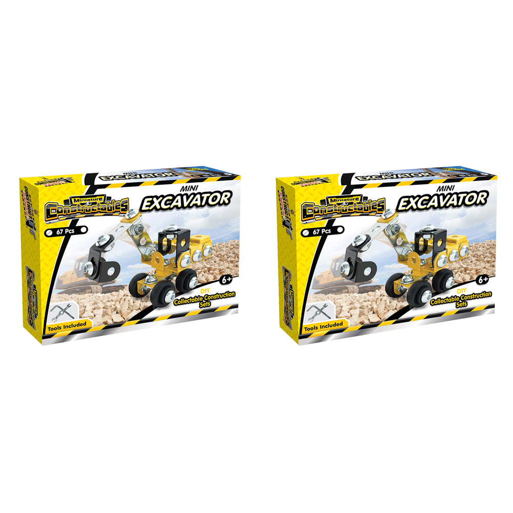 2x 67pc Construct IT Constructables DIY Excavator Toy Set w/ Tools Kids 6+ YLW