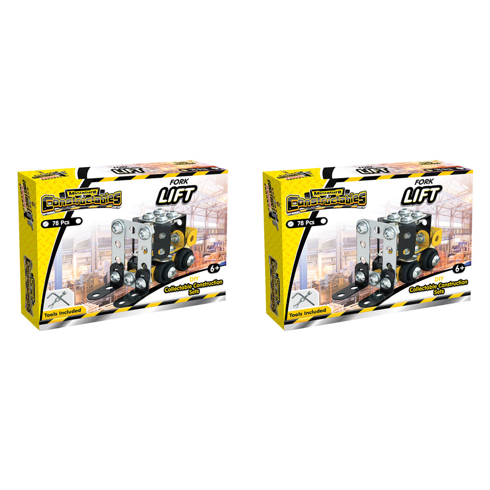 2x 78pc Construct IT Constructables DIY Fork Lift Toy Set w/ Tools Kids 6+ YLW