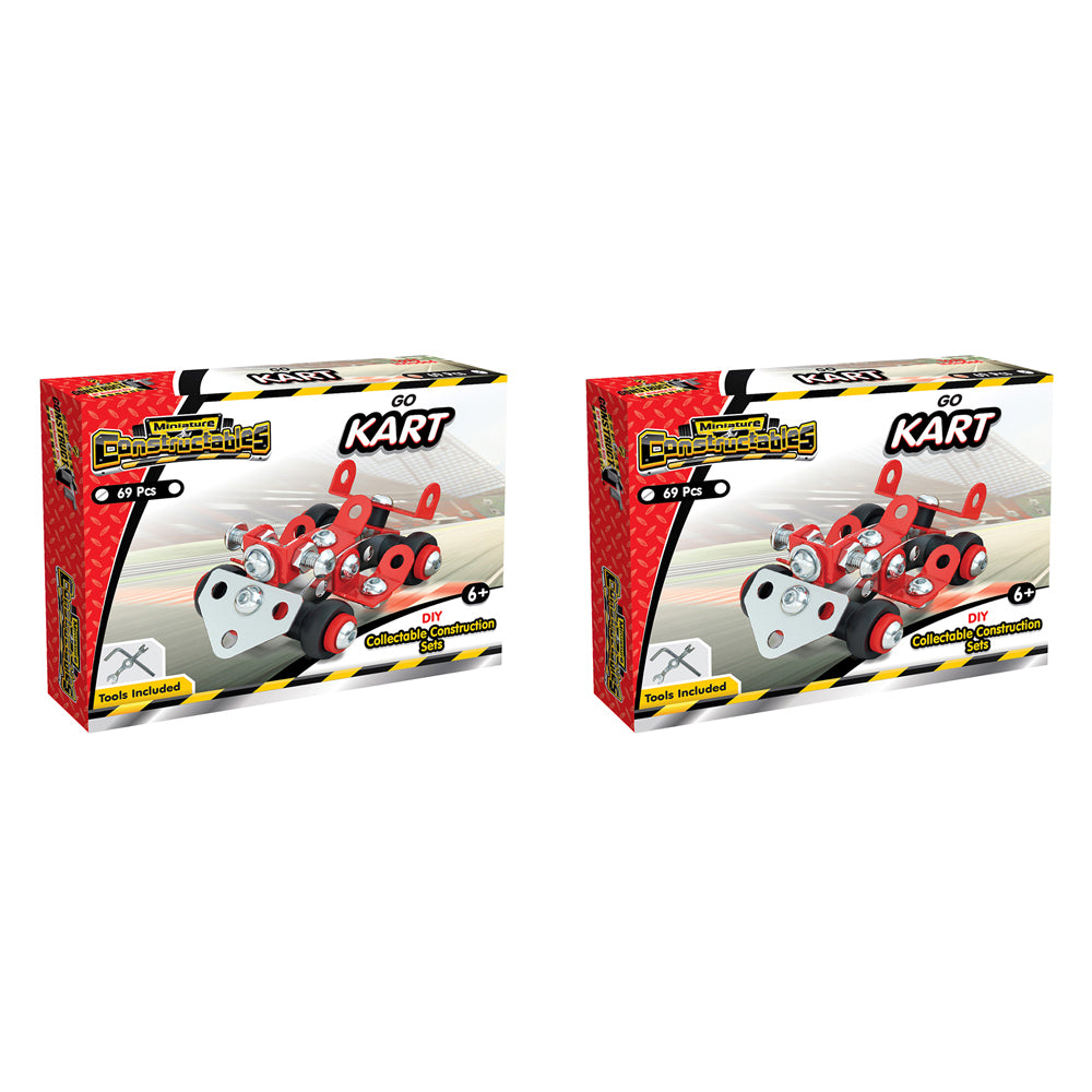 2x 69pc Construct IT Constructables DIY Go Kart Toy Set w/ Tools Kids 6y+ Red