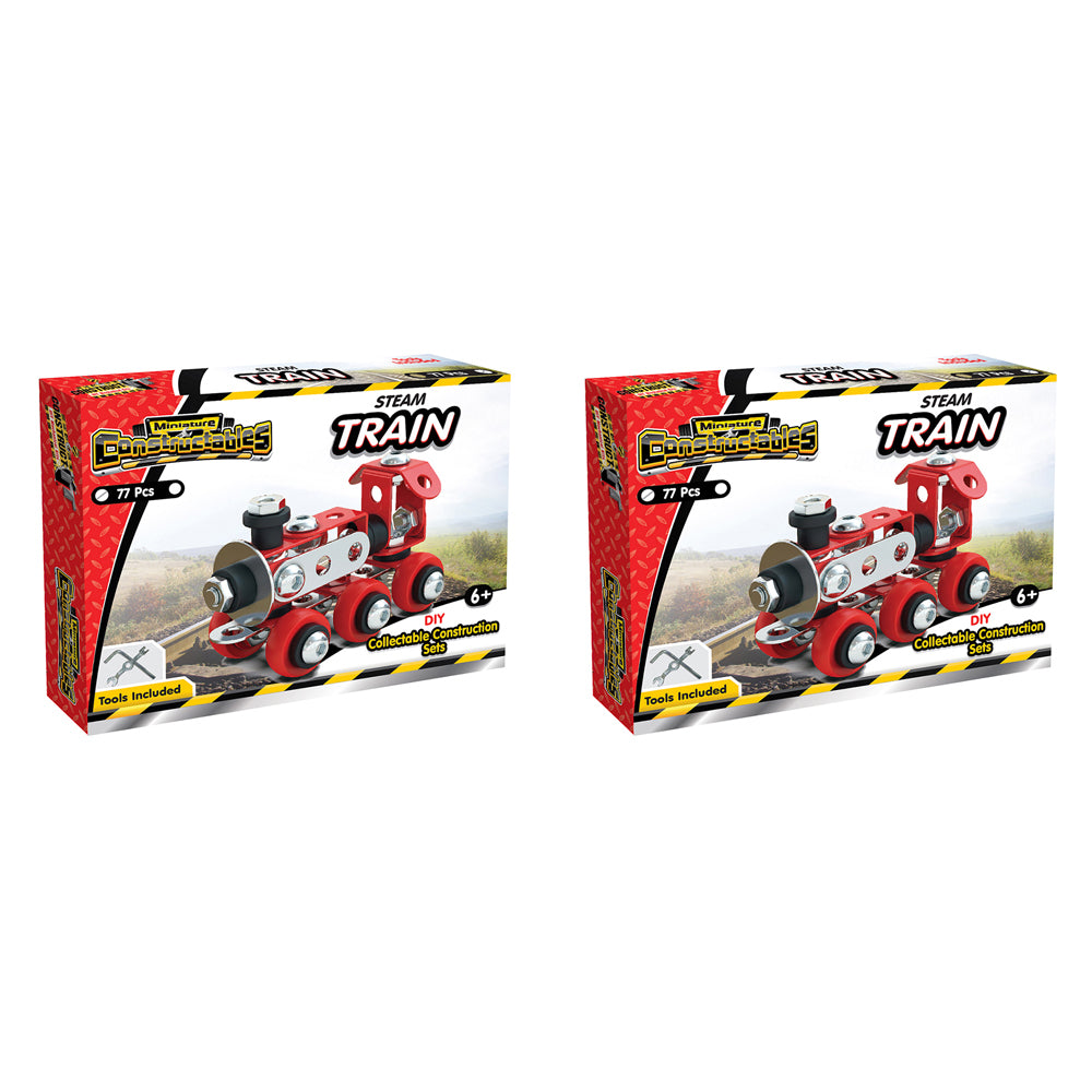 2x 77pc Construct IT Constructables DIY Train Toy Set w/ Tools Kids 6y+ Red