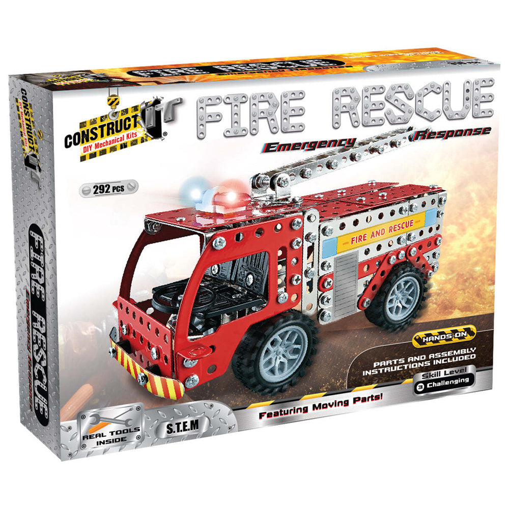 2pc Construct IT Fire Rescue Emergency Response and Racing Car Toy Set