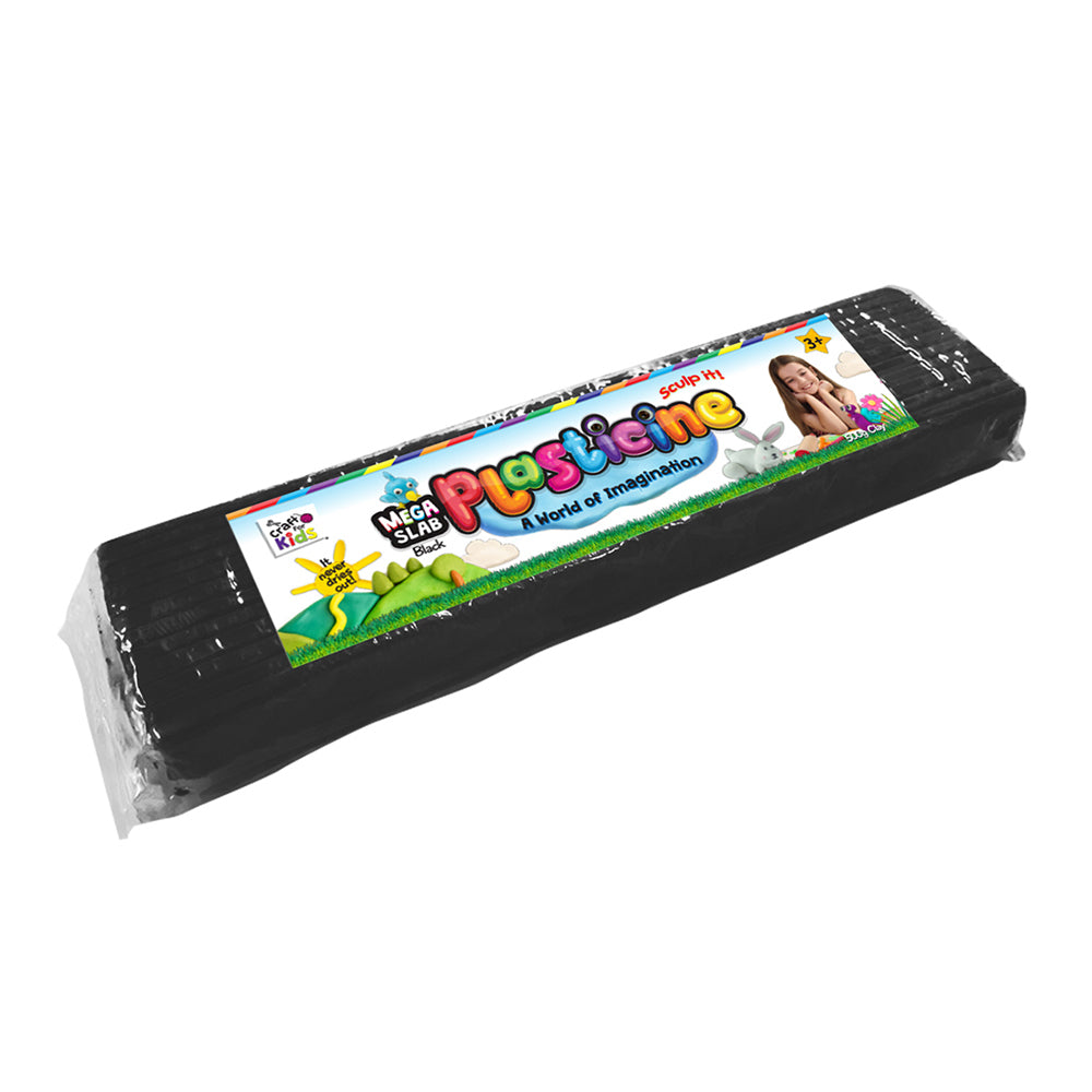 3PK Craft For Kids Mega Slab Plasticine 500g Clay Block Black 3y+