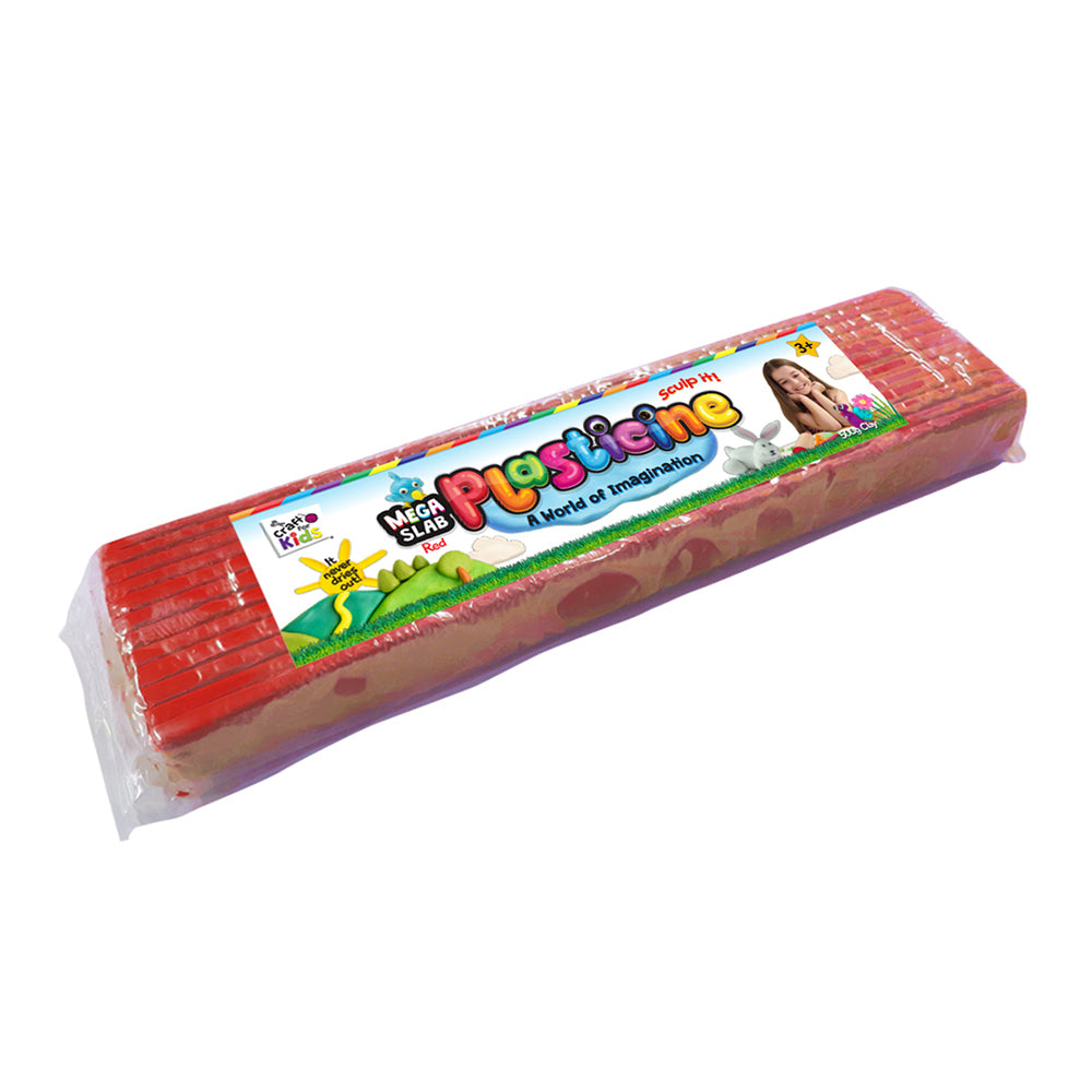 3PK Craft For Kids Mega Slab Plasticine 500g Clay Block Red 3y+