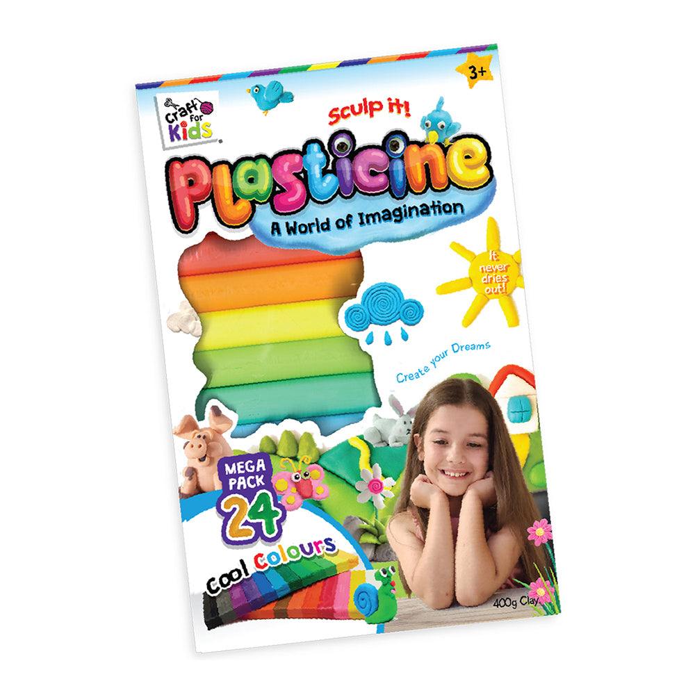 3PK 24PK Craft For Kids Plasticine 400g Mega Pack 24-Colour Clay 3y+