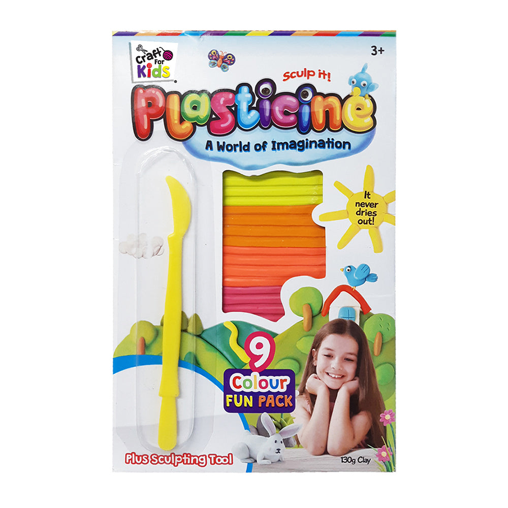 3PK 9PK Craft For Kids Plasticine 130g Clay w/ Sculpting Tool 3y+