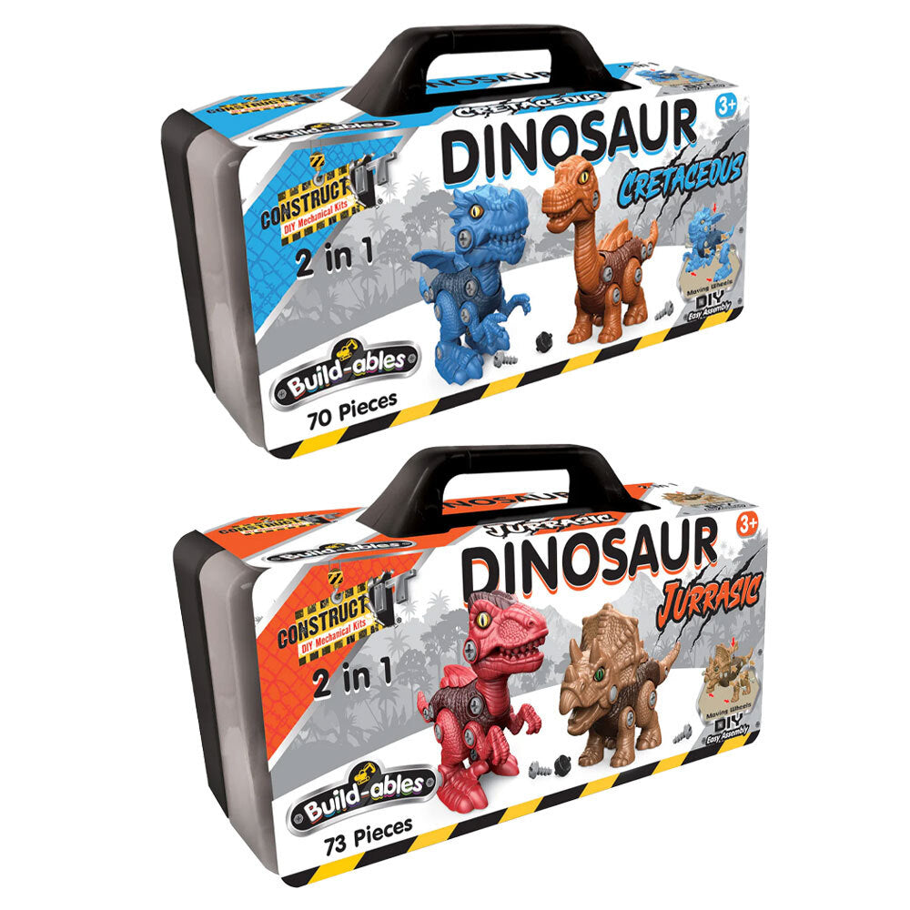 2pc Construct IT 2in1 Dinosaur Cretaceous and Dinosaur Jurrasic Building Set 3y+
