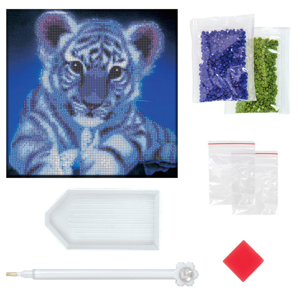2PK Junior Explorers Crystal Creations Canvas: White Tiger Cub