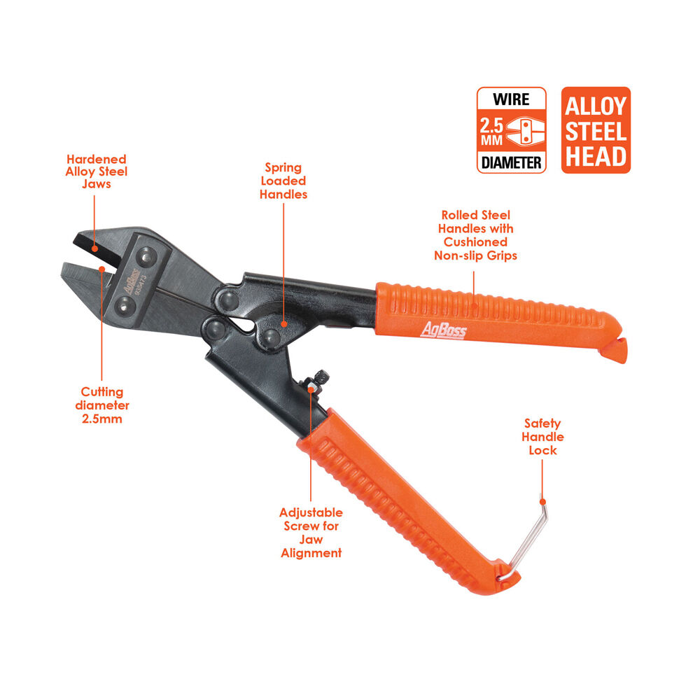 AgBoss Construction and Framing Mini Bolt Wire Cutter 20cm Orange Black
