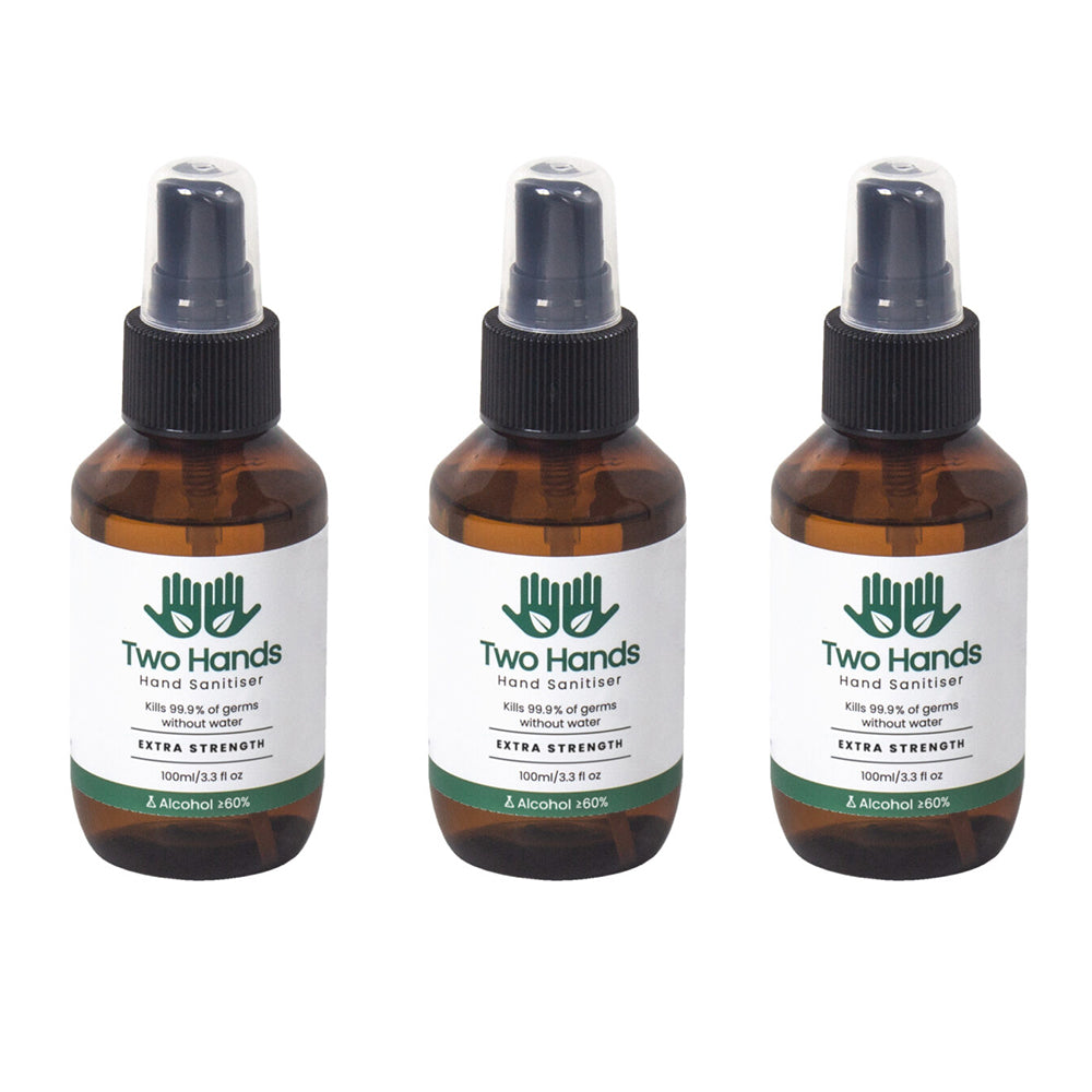 3PK Two Hands 100ml Hand Sanitiser Mist Spray Extra Strength